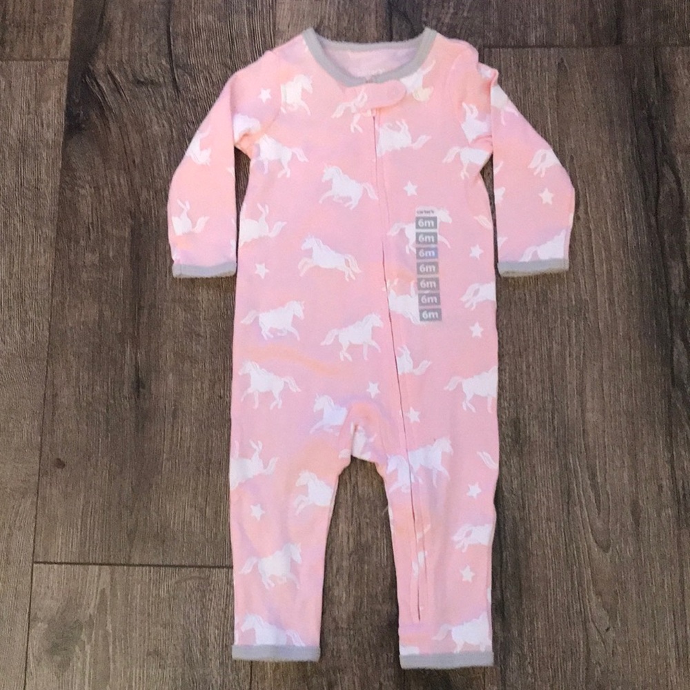 Carters pink Pajamas with horses size 6 months